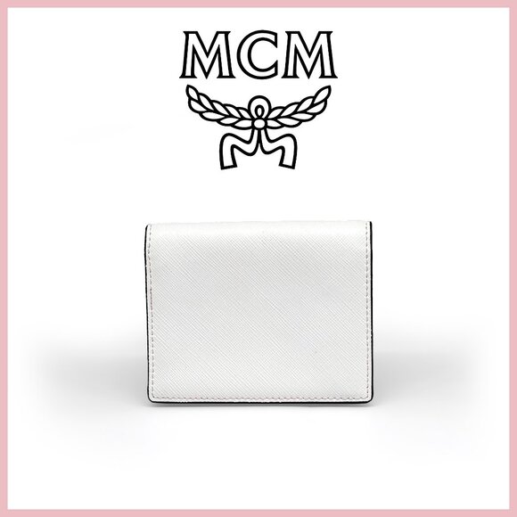 NWT MCM Bifold Wallet Pink, White & Mint Green Colorblock Saffiano Leather - Picture 4 of 8